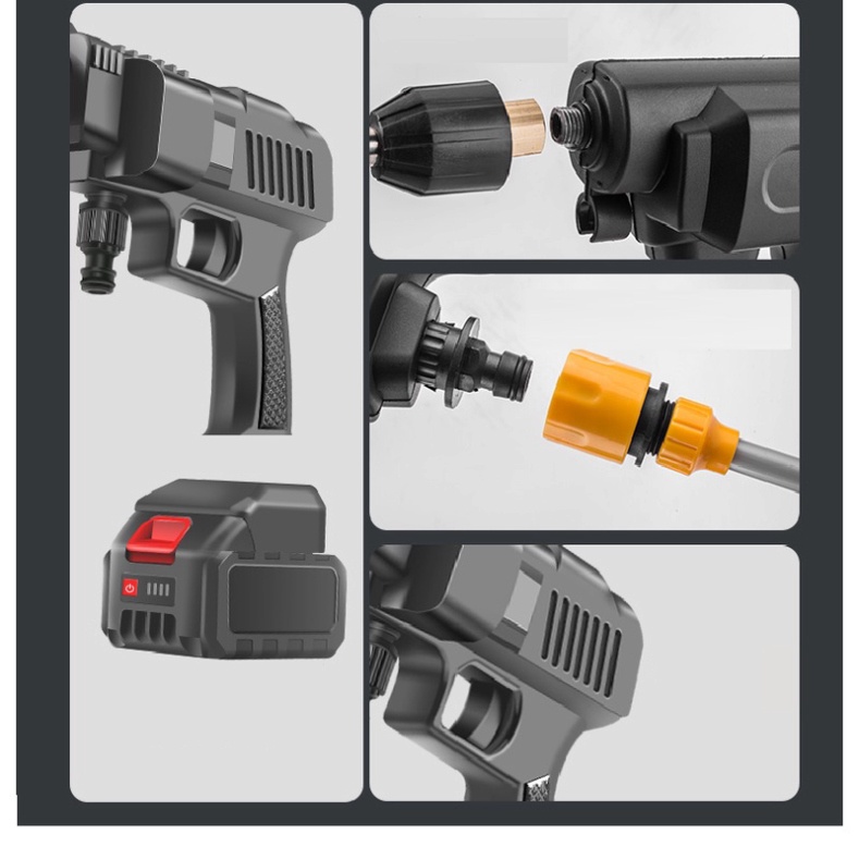 Máy Rửa Xe Mini Dùng Pin  - Máy Xịt Tăng Áp Cao Cầm Tay Công Suất 200W Rửa Xe, Tưới Cây, Vệ Sinh Gia Đình