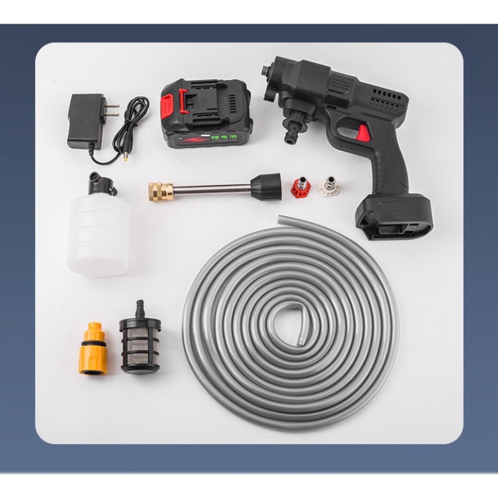 Máy Rửa Xe Mini Dùng Pin  - Máy Xịt Tăng Áp Cao Cầm Tay Công Suất 200W Rửa Xe, Tưới Cây, Vệ Sinh Gia Đình