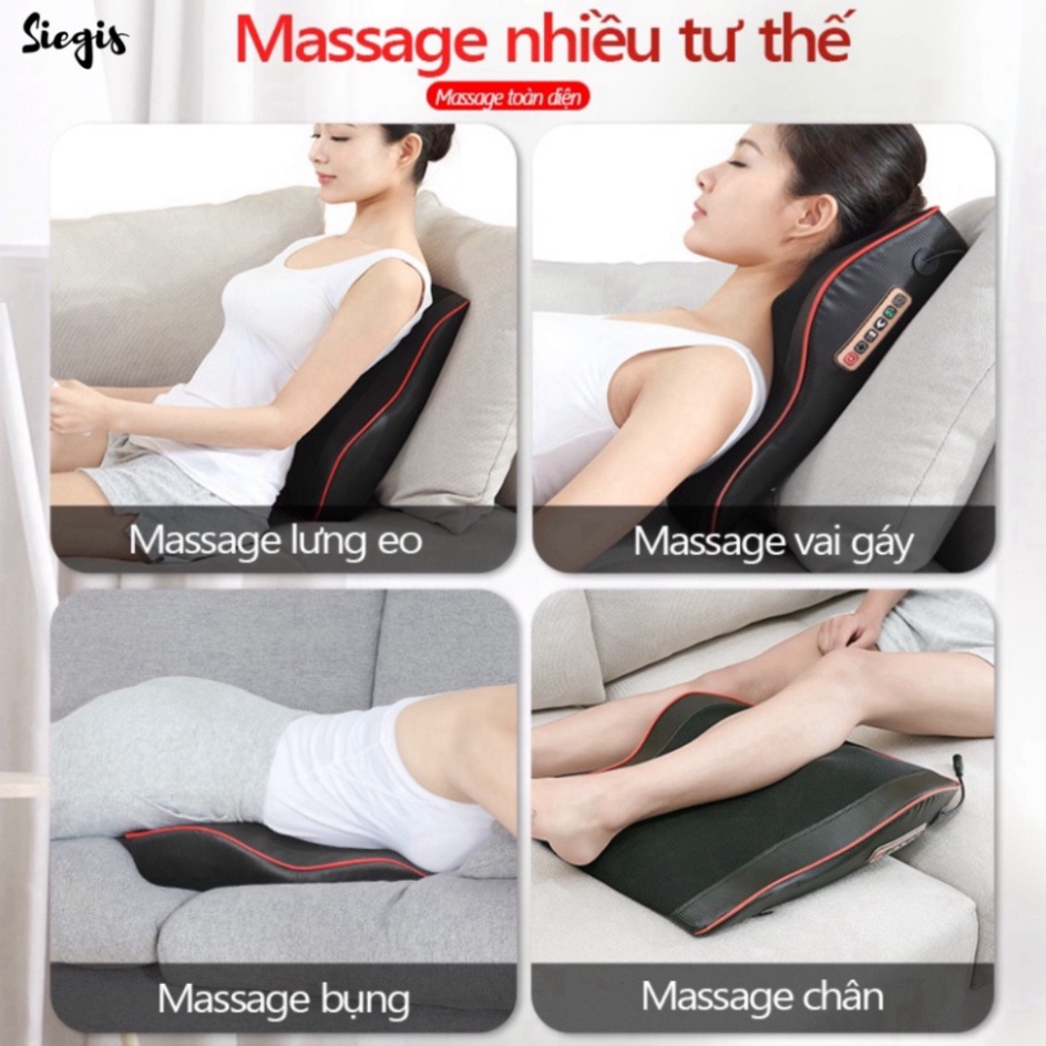 Gối Massage Cổ Vai Gáy, Mát Xa Xoàn Thân Đa Năng Cao Cấp Công Suất 24W
