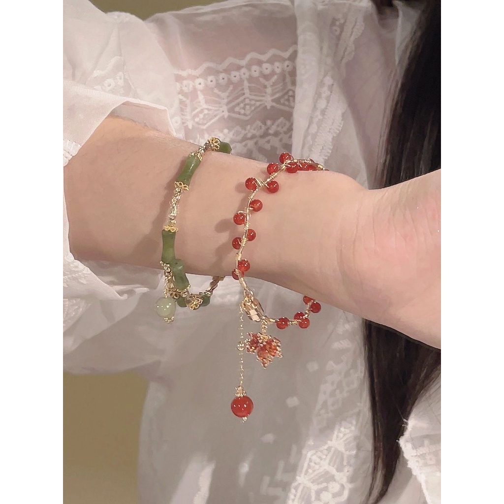 Vòng Tay Xếp Chồng Lên Nhau Họa Tiết Lá Phong Cách Dân Tộc Cho Nữ 2023