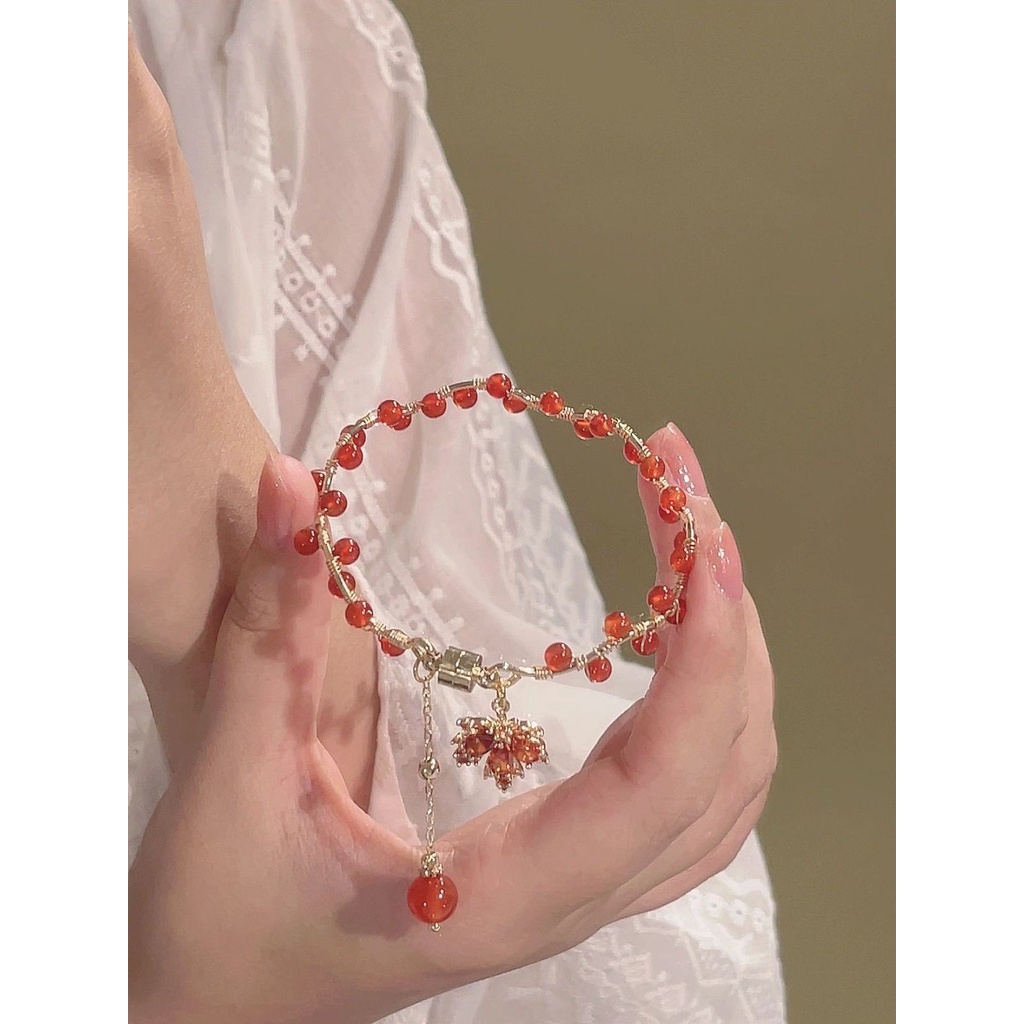 Vòng Tay Xếp Chồng Lên Nhau Họa Tiết Lá Phong Cách Dân Tộc Cho Nữ 2023