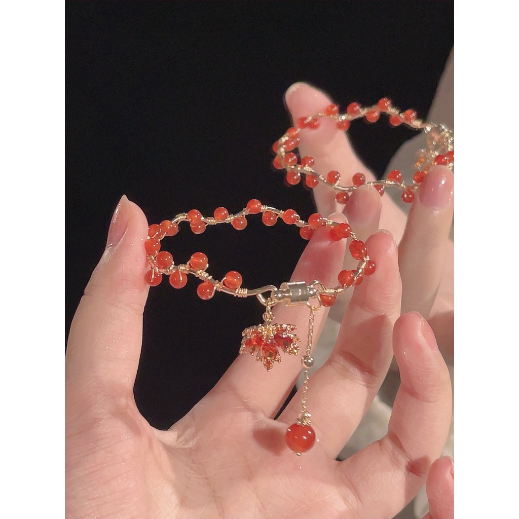 Vòng Tay Xếp Chồng Lên Nhau Họa Tiết Lá Phong Cách Dân Tộc Cho Nữ 2023