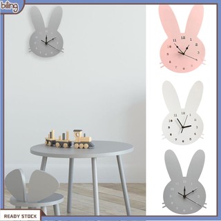 [biling] Đồng hồ kim treo tường bằng gỗ không gây ồn hình thỏ dễ thương phong cách Bắc Âu dành cho phòng ngủ của bé