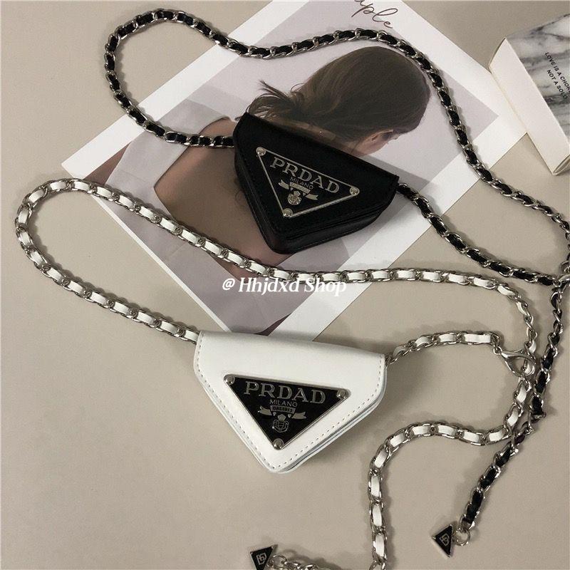 Túi Da Đeo Hông Mini Phối Dây Xích Thời Trang Cho Nữ