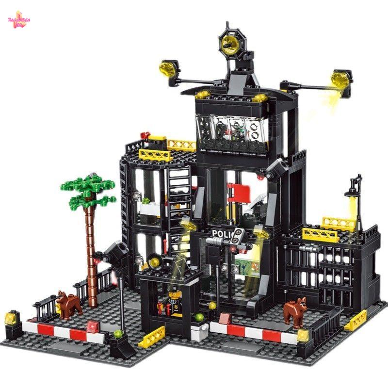 【Hàng có sẵn】Tương thích với LEGO SWAT Tòa nhà đồn cảnh sát chống cháy nổ Dòng thành phố Khối xây dựng Đồ chơi ô tô lắp