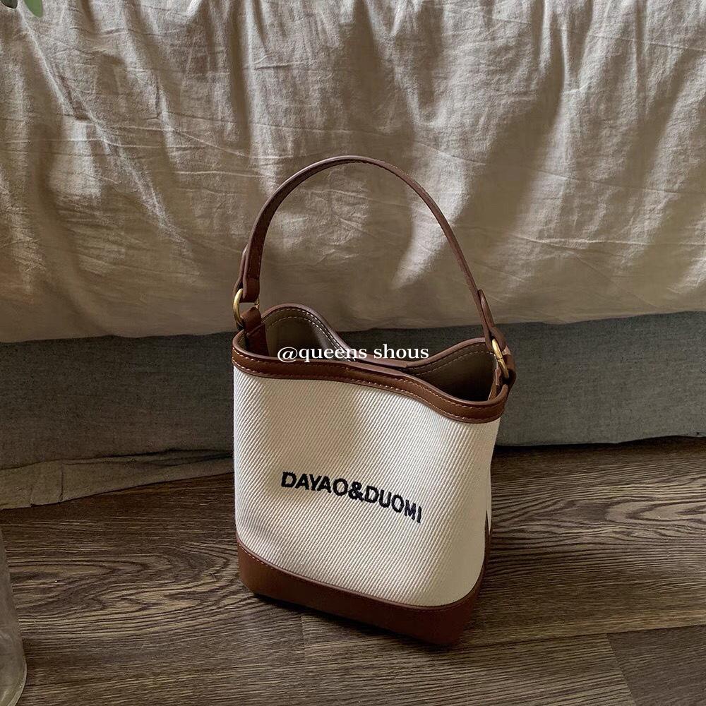 Túi Xách Bucket Chất Liệu Canvas Thời Trang Mùa Hè Hàn Quốc 2022 Cho Nữ