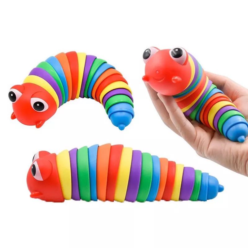 🏰 HCM 🏰 Đồ chơi giảm căng thẳng, giảm stress hình con tôm, con sâu vui nhộn cầm tay có phát sáng nhiều màu sắc