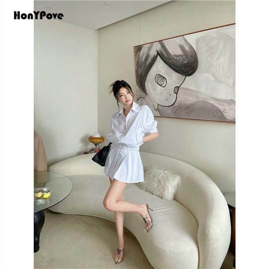 Honypove Đầm Xếp Ly Ôm Eo Thời Trang Mùa Hè Hàn Quốc 2023 Dành Cho Nữ