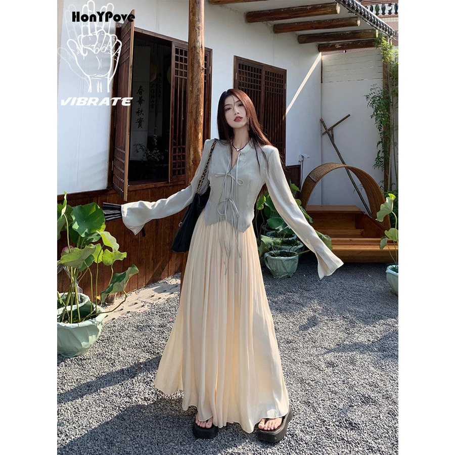 Honypove Áo Khoác Cardigan Mỏng Chống Nắng Cột Dây Phong Cách Trung Hoa Mới Cho Nữ