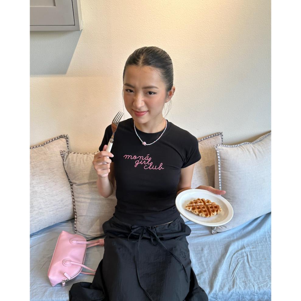 Áo thun baby tee form ôm Y2K MONÁ - PONYM, áo baby tee thun gân mona GONZ.BRAND