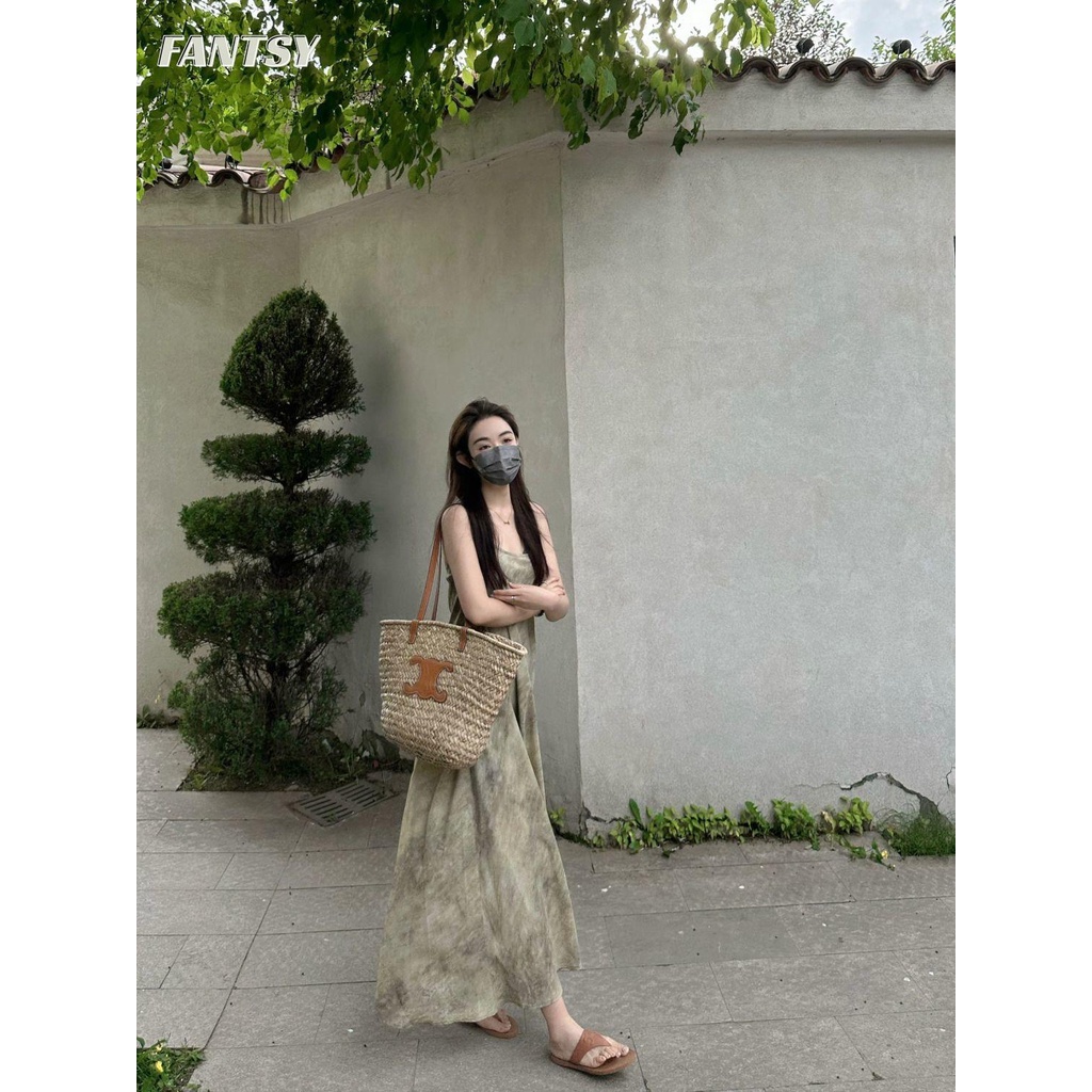 Đầm Lửng Hai Dây Thoải Mái Phong Cách Mới Mùa Hè Cho Nữ