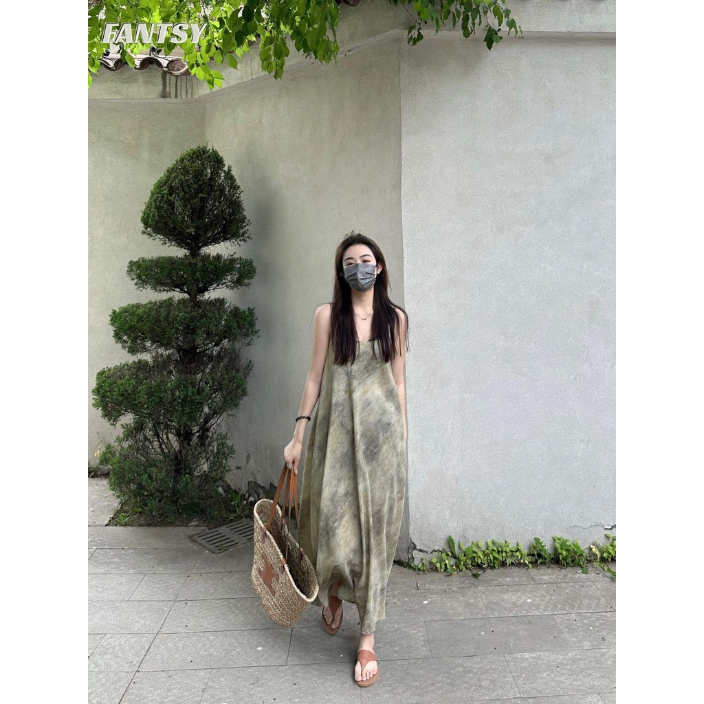 Đầm Lửng Hai Dây Thoải Mái Phong Cách Mới Mùa Hè Cho Nữ