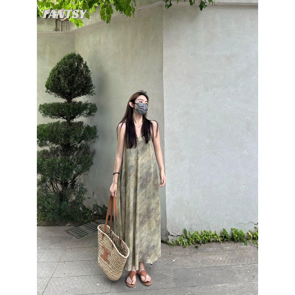 Đầm Lửng Hai Dây Thoải Mái Phong Cách Mới Mùa Hè Cho Nữ