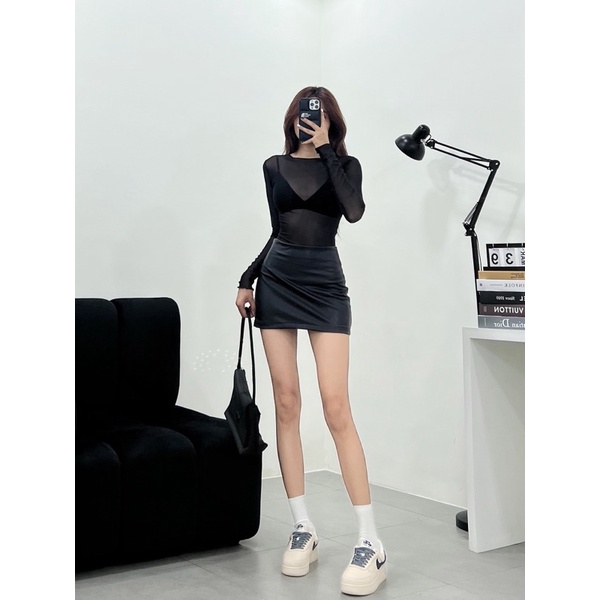 ÁO LƯỚI ĐEN TAY DÀI
