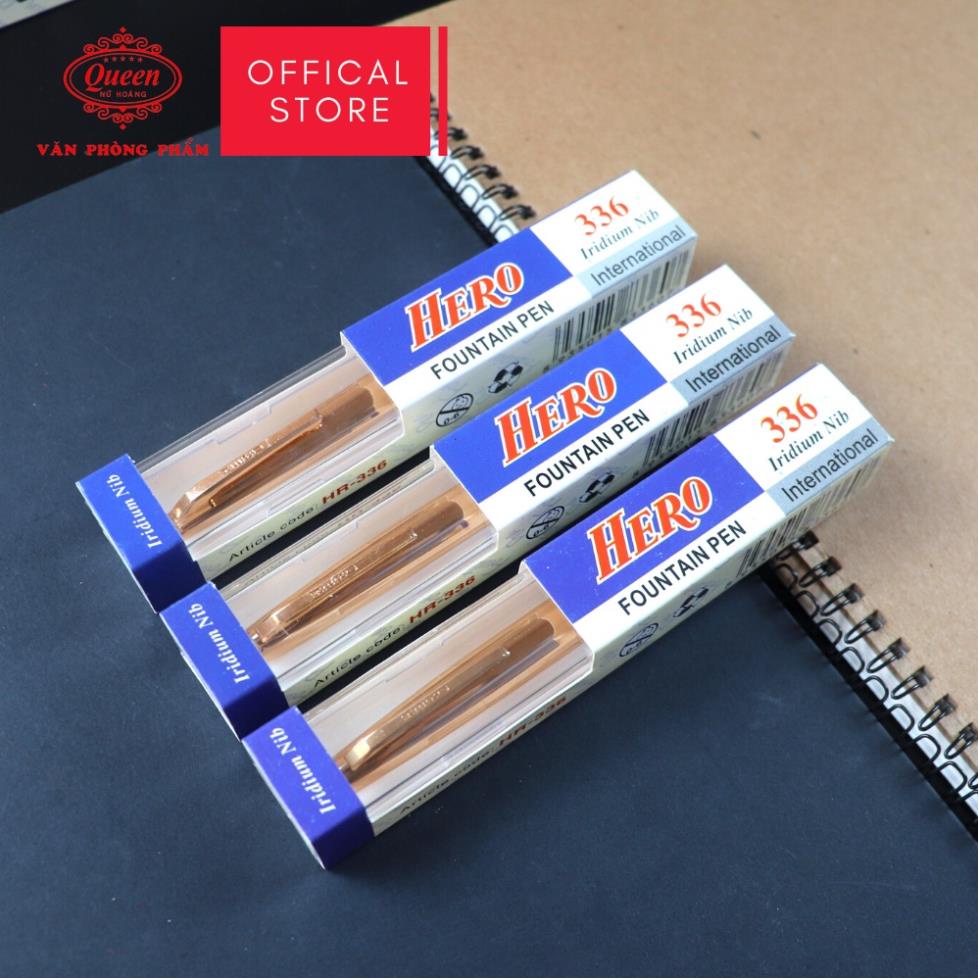 Bút máy Hero 336 chính hãng - Phiên bản quốc tế - Màu Đen/Đỏ/Xanh Lá - 1 Cây - Bút máy Queen