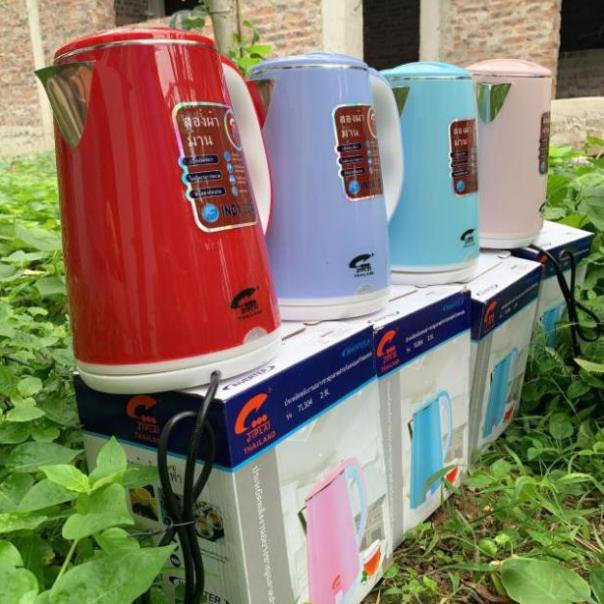 Ấm Siêu Tốc Thái Lan 2 Lớp Đun Sôi Siêu Nhanh Công Suất 1500W, Bình đun nước 2 lớp 2.5 lít inox 304 an toàn chống nóng