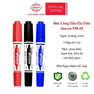 Bút lông dầu queen - màu xanh dương/đen/đỏ - 1 cây hoặc 1 hộp - chính hãng - queen