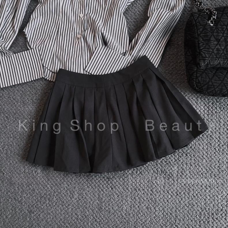 Set Sơ Mi Kẻ Mix Váy Xếp Ly MPB