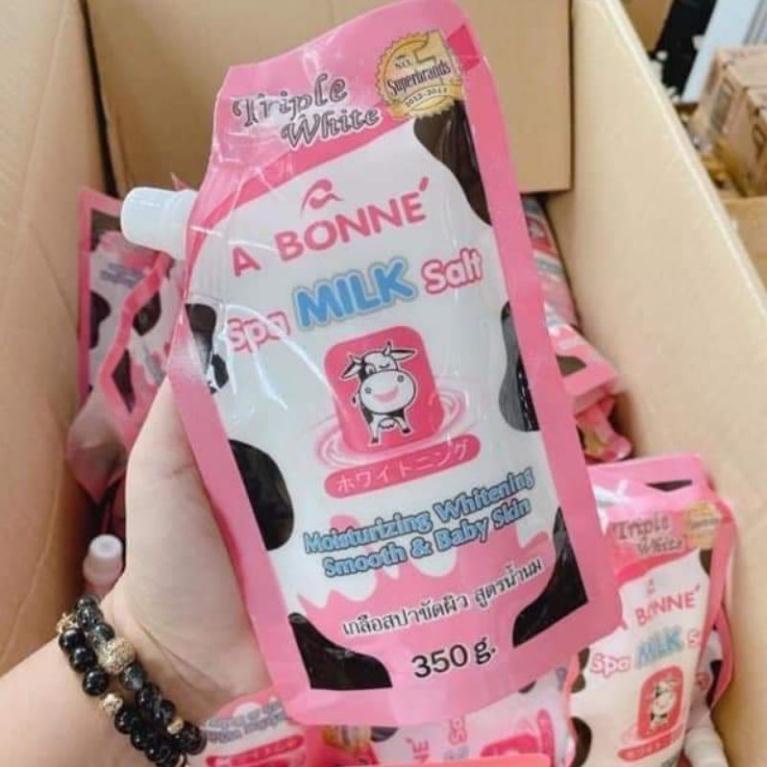 Muối tắm sửa bò SPA Milk, Tẩy da chêt muối bòThai Lan 350g, Tẩy tế bào chêt body và mặt muối bò.