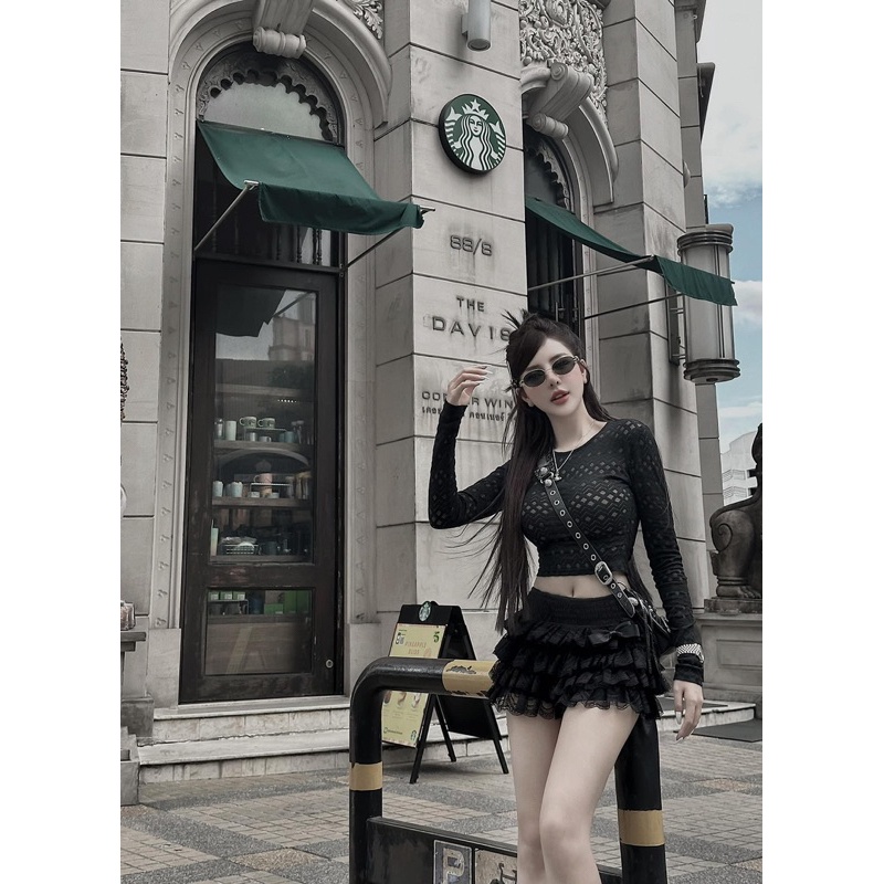 Set Áo Lưới Mix Váy Ren MPB