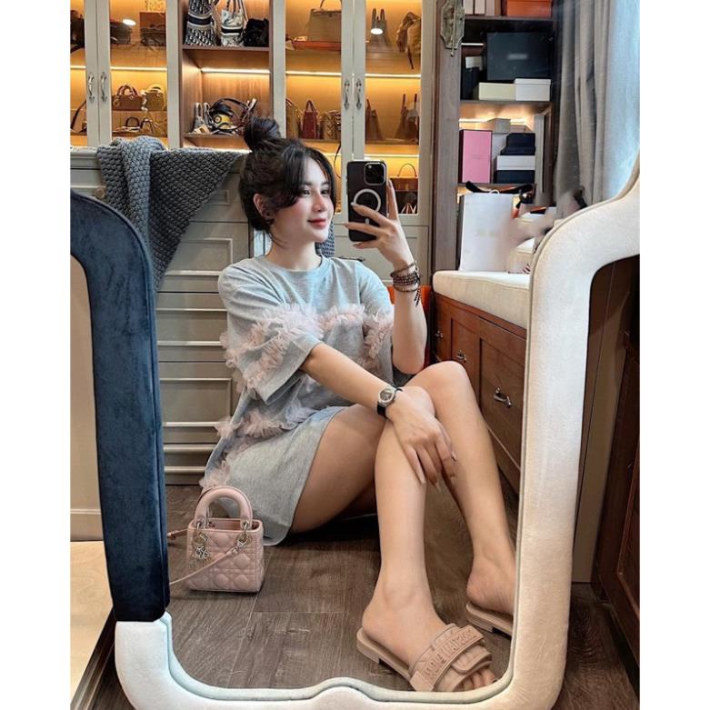 Áo Phông Xanh Phối Voan