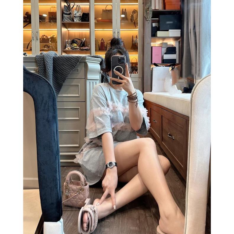 Áo Phông Xanh Phối Voan