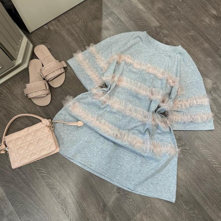 Áo Phông Xanh Phối Voan