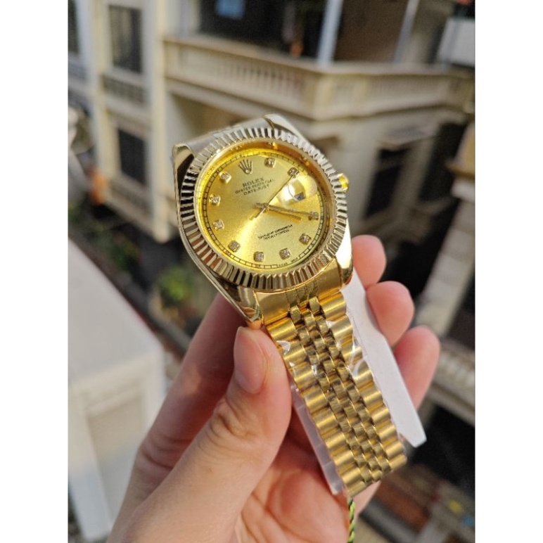 Đồng hồ thời trang nam Rolex dây thép đúc đặc , viền trơn sang trọng đẳng cấp