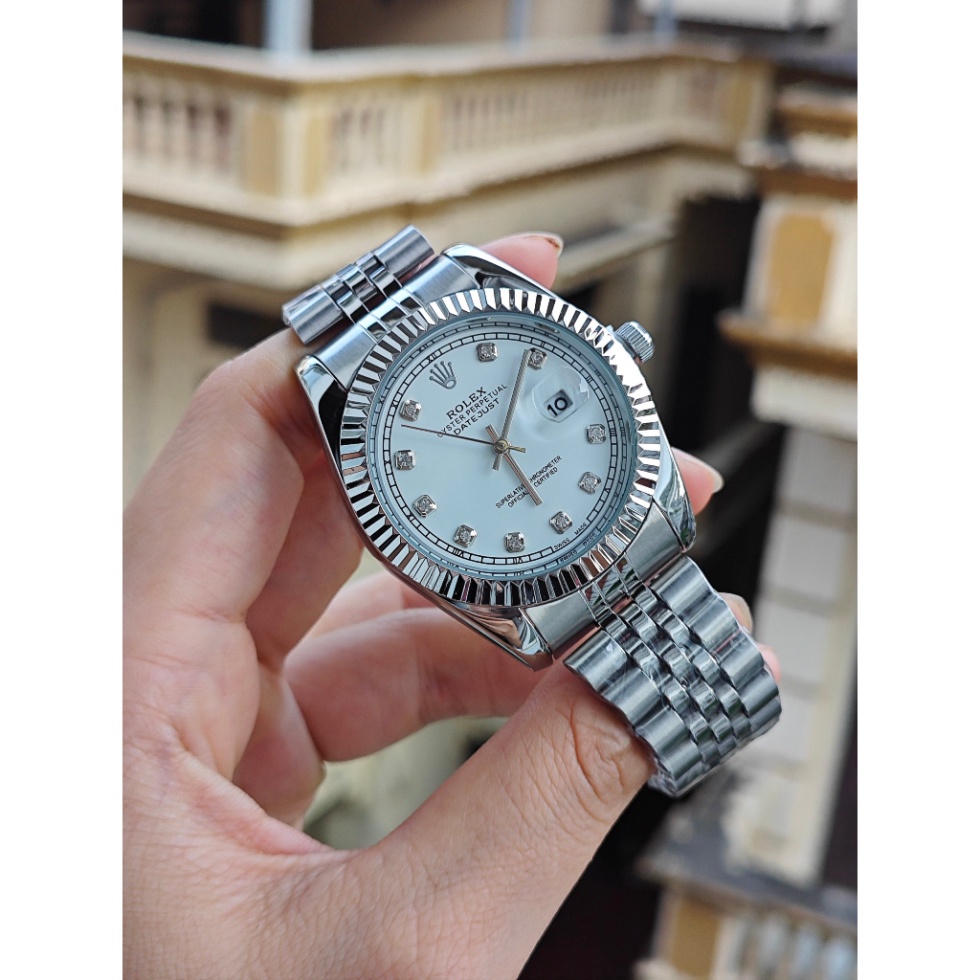 Đồng hồ thời trang nam Rolex dây thép đúc đặc , viền trơn sang trọng đẳng cấp