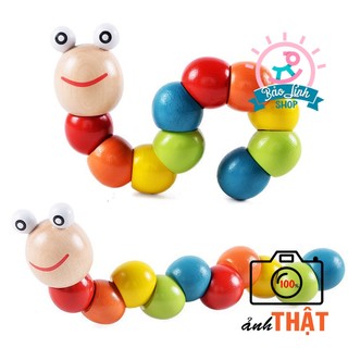 Đồ chơi cho bé 3 tháng tuổi - Con sâu gỗ tập cầm nắm, phát triển thị giác, phát triển đa giác quan