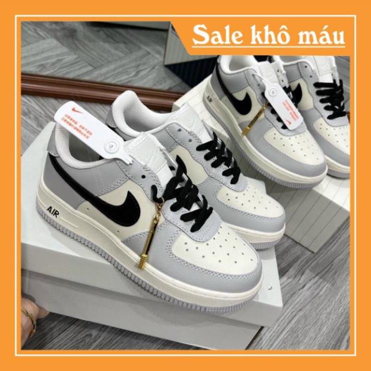 Giày Thể Thao AF1 Xám Móc Đen Nam Nữ, Giày Sneakers Air Force 1 Xám Vệt Đen Bàn Chải Siêu Hot 2023 Cao Cấp