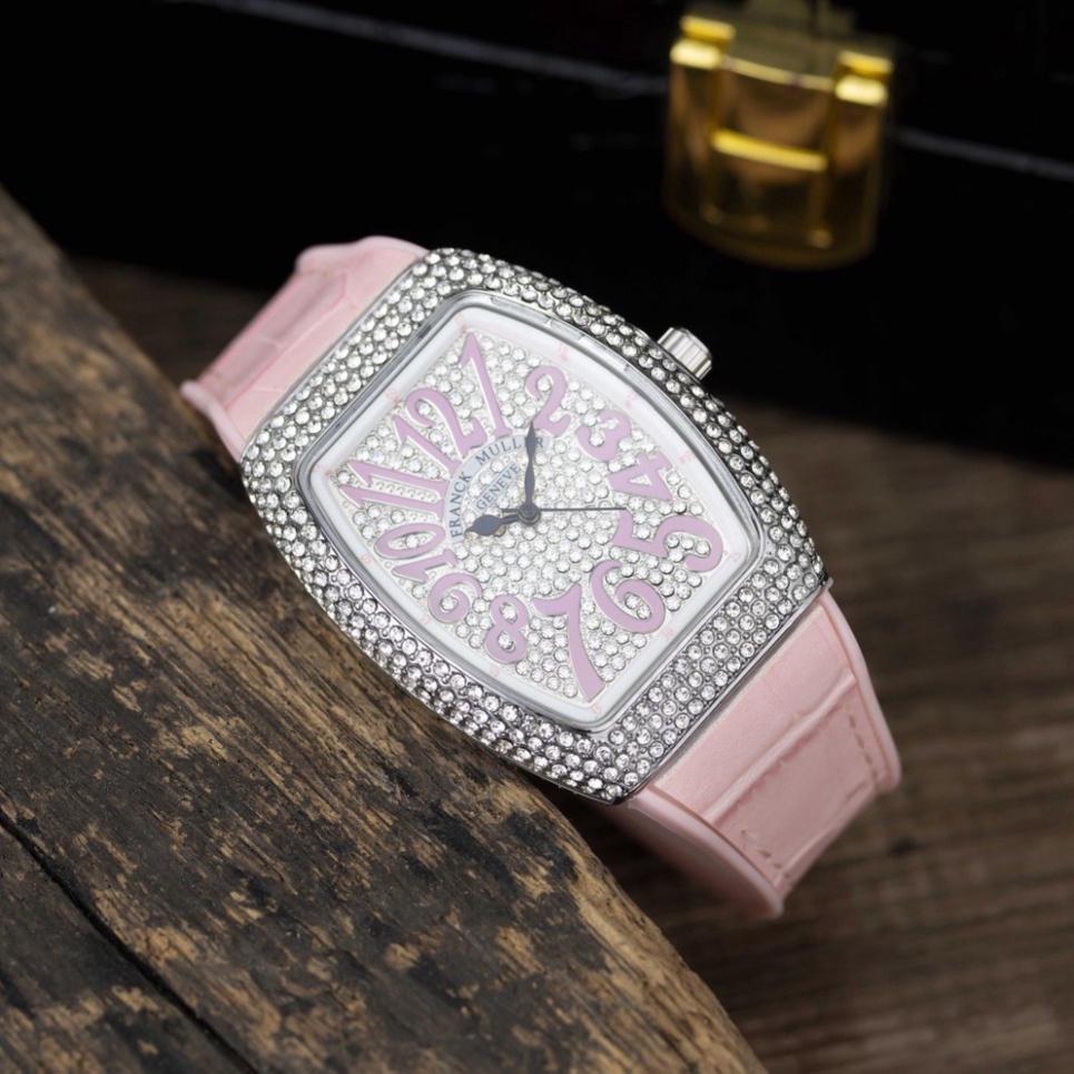 Đồng hồ nữ Franck muller máy pin dây cao su mặt full đá cao cấp có bảo hành DHN002  12Th