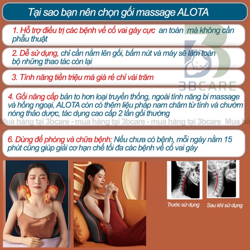 Gối Massage Cổ Vai Gáy  20 Bi Thế Hệ Mới, Máy Massage Hồng Ngoại  2023 Cao Cấp Nguyên Hộp