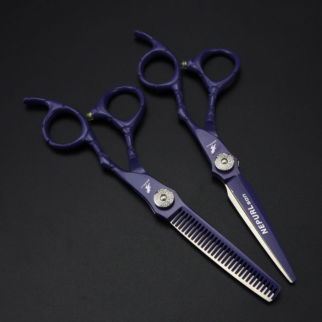 Kéo cắt tóc và kéo tỉa tóc FR800 Tím, Dụng cụ cắt tóc cao cấp dành cho anh em baber, Salon tóc chuyên nghiệp