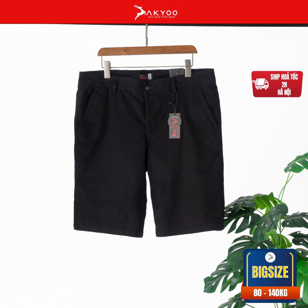 Quần Short Kaki Big Size Nam 80-140kg AKYOO Vải Cotton Co Giãn, Thoải Mái - SO KAKI DEN 01