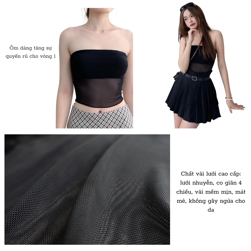 Áo ống xuyên thấu 2 lớp La Rosie Boutique cúp ngực tôn eo cá tính