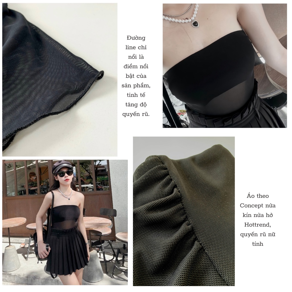 Áo ống xuyên thấu 2 lớp La Rosie Boutique cúp ngực tôn eo cá tính