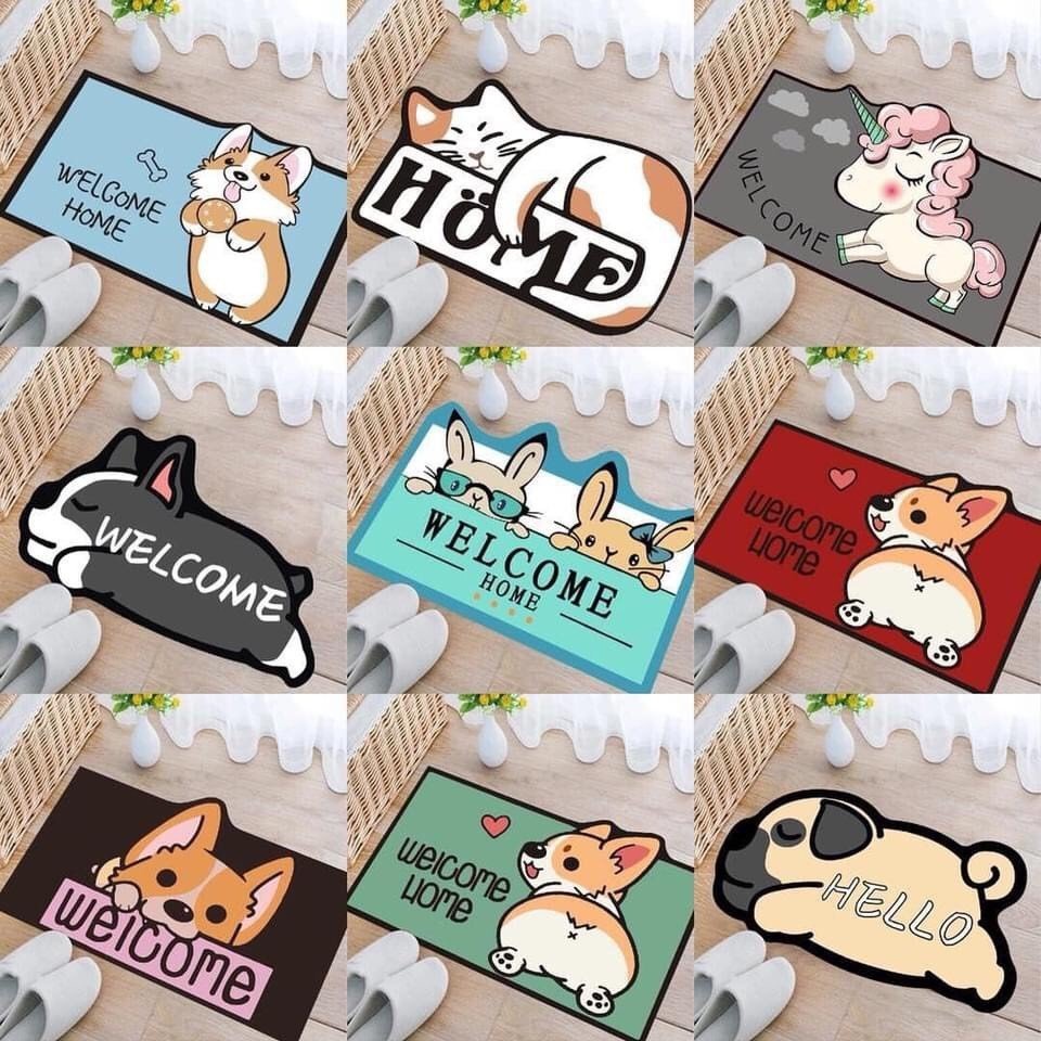 Thảm lau chân hình thú 3d chống trơn trượt size 40*60cm