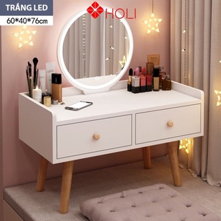 Bàn trang điểm ngồi bệt HOLI Có Gương LED cảm ứng AK05 , thiết kế nhỏ gọn 60x40, Có 2 ngăn kéo rộng