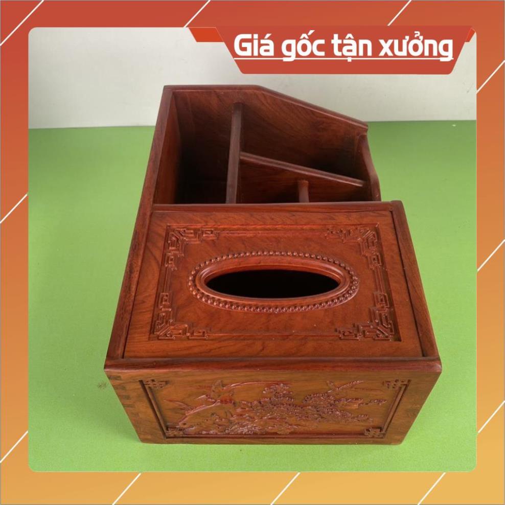 Hộp đựng đồ đa năng giấy ăn bút ống đũa điều khiển để văn phòng bàn làm việc gỗ hương cao cấp, Đồ gỗ mỹ sinh