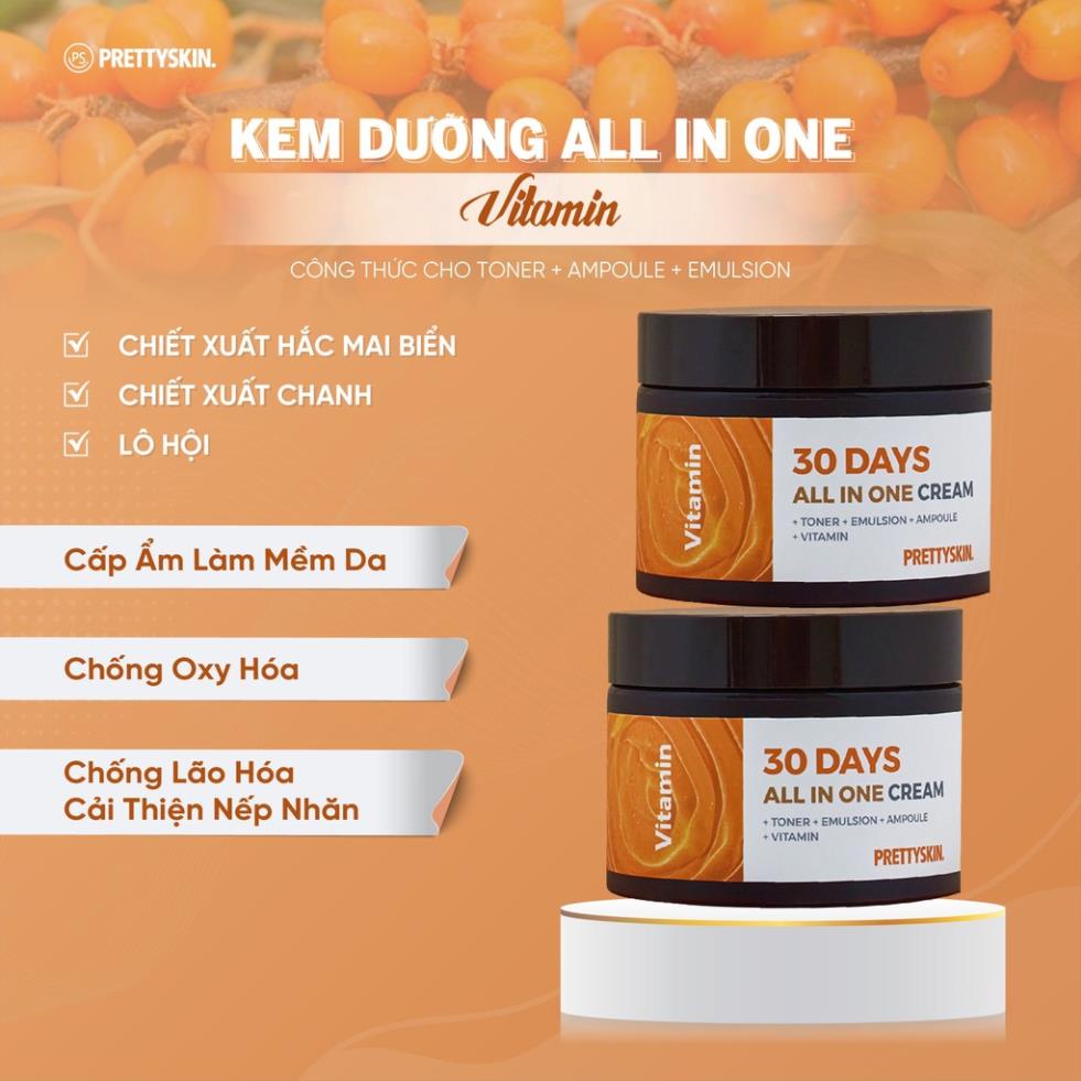 Kem Dưỡng Da Pretty Skin 30 Days All In One Cream 100ml Ngăn Ngừa Lão Hóa, Dưỡng Trắng Và Làm Đều Màu Da