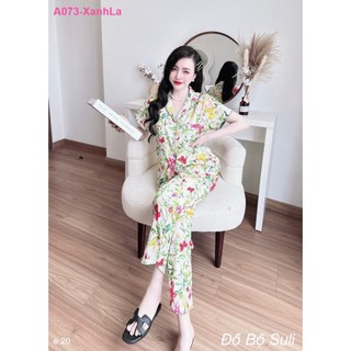 Bộ Dài Pijama Lụa Xước A073 - Đồ Bộ Suli