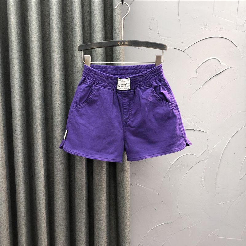 Jiashucheng Quần Short Denim Dáng Chữ A Ống Rộng Màu Tím Phong Cách Phương Tây Thời Trang Mùa Hè Cho Nữ