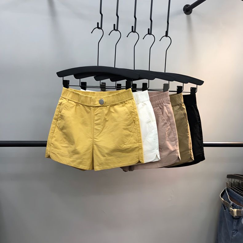 Quần Short Chữ A Lưng Thun Dáng Rộng Một Hàng Nút Đơn Giản Thời Trang Mùa Hè Dành Cho Nữ
