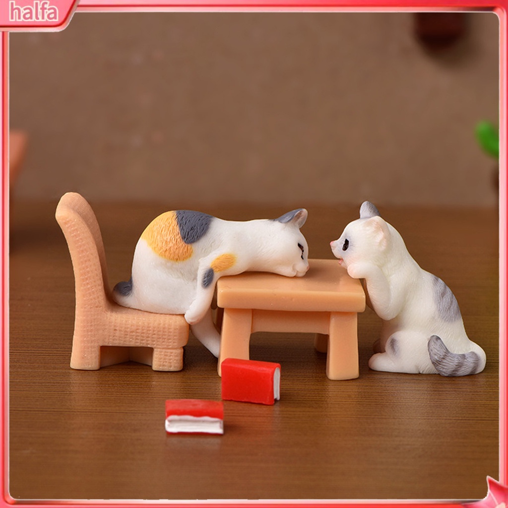 HALFA| Tượng Mèo Con Trang Trí Tiểu Cảnh Sân Vườn
