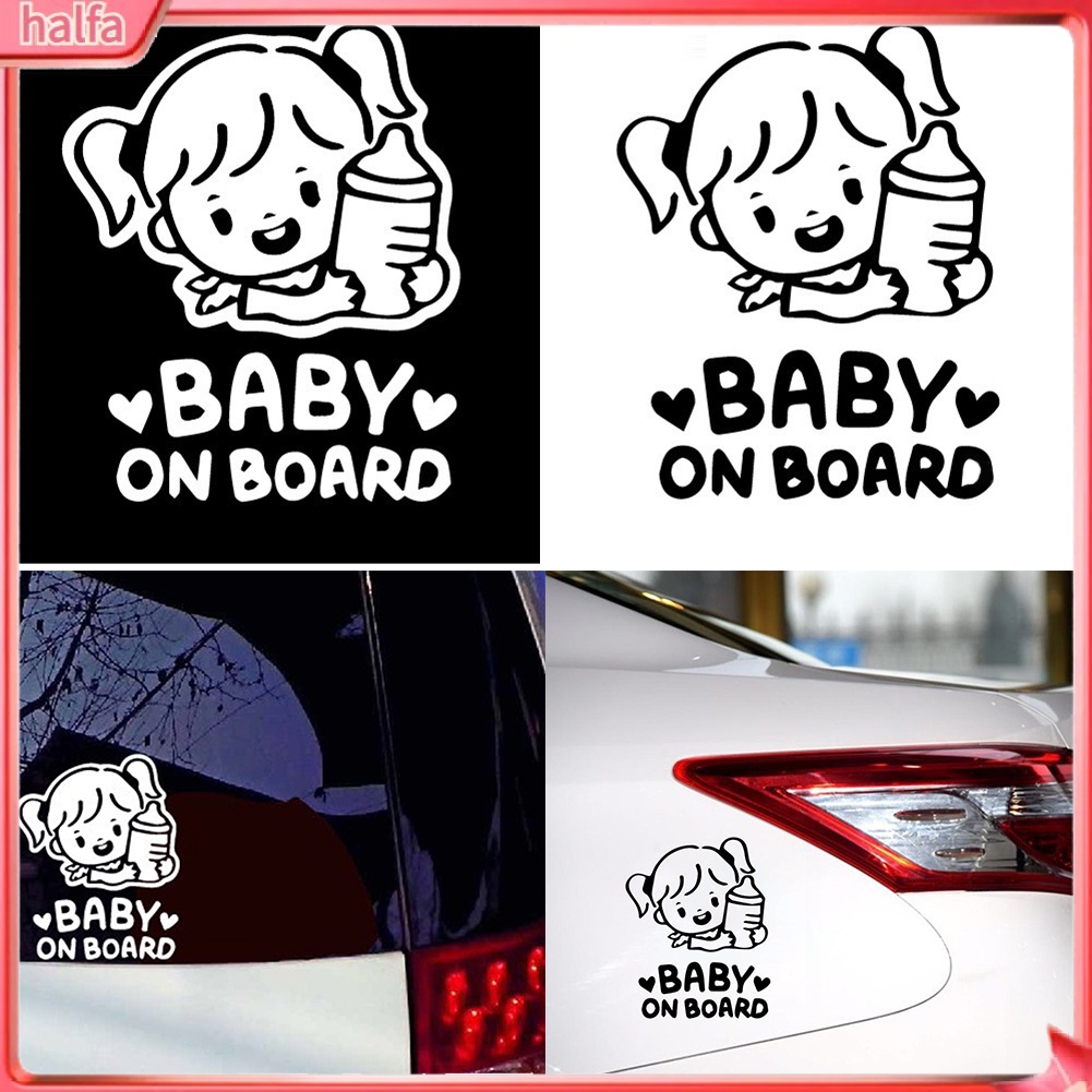 HALFA| HL☆Cartoon Baby On Board Little Girl with Feeding Bottle Car Window Sticker Decal