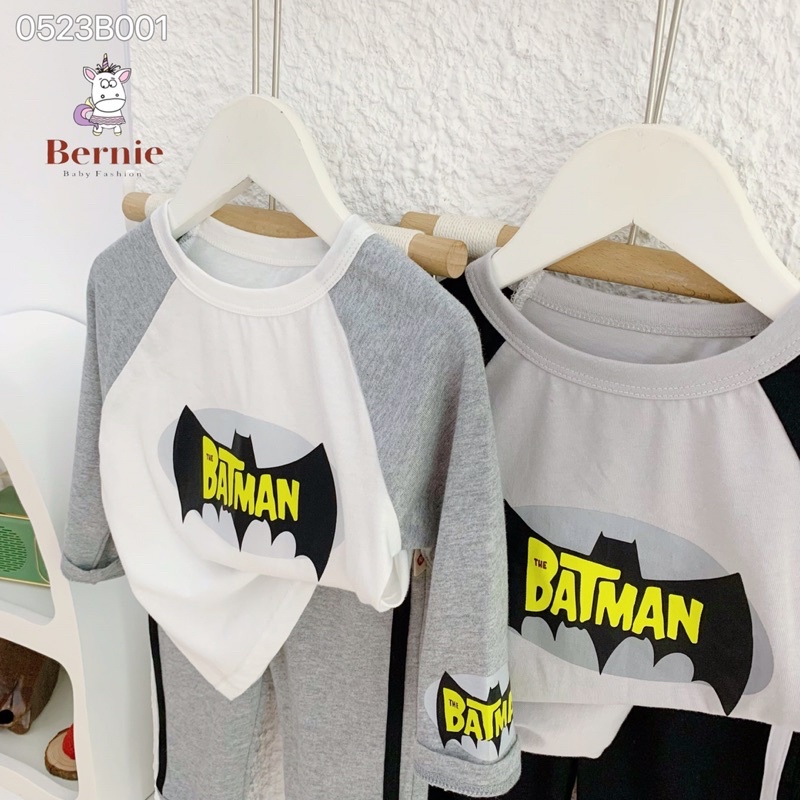 Bộ thu đông bé trai Batman Bernie - Bộ dài tay bé trai cotton phối sọc khoẻ khoắn cho bé từ 9-23kg- 0523B001