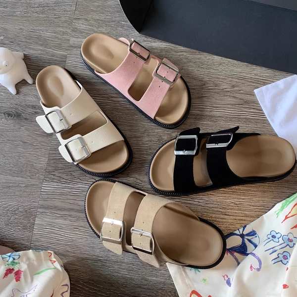 Dép Sandal Birkenstock Bằng Da Thật Đế Dày Mũi Tròn Thời Trang Mùa Hè 2023