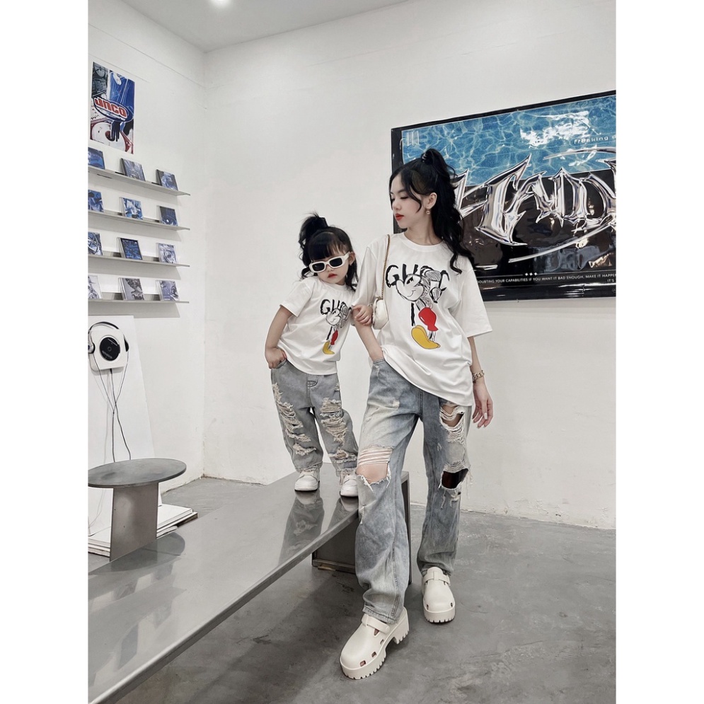 Áo thun gia đình guccii mickey cho bé, áo phông trẻ em unisex, TP Kids