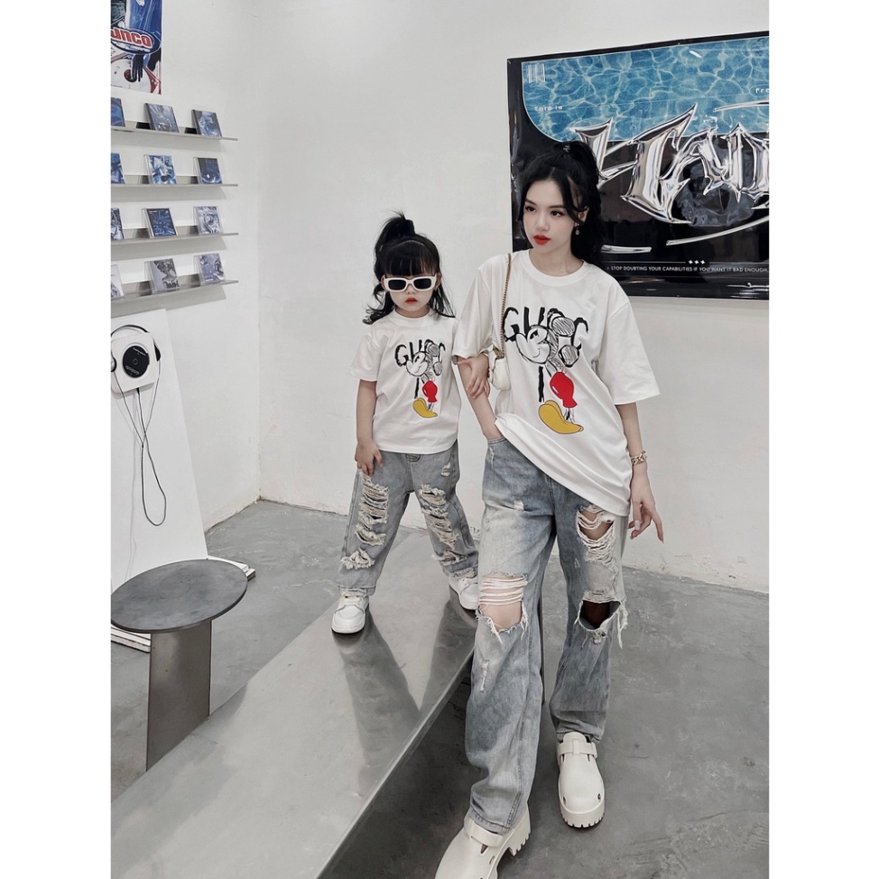 Áo thun gia đình guccii mickey cho bé, áo phông trẻ em unisex, TP Kids